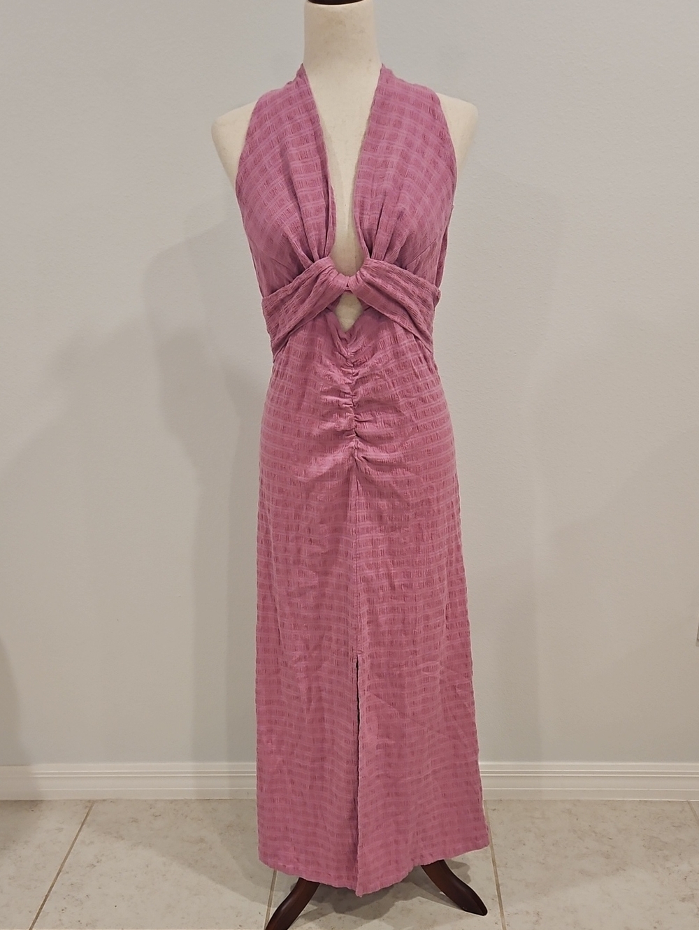 Free People Endless Summer Nya Maxi Dress Pink Halter Cutout Boho Size M